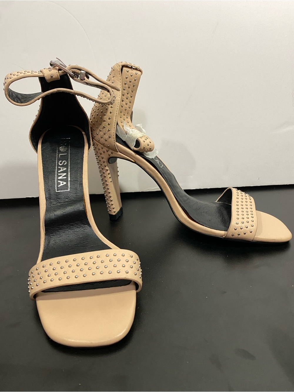 Sol Sana Nude Studded Ankle-Strap High Heels